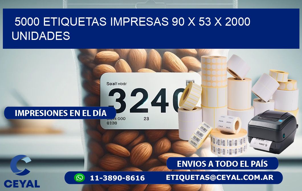 5000 ETIQUETAS IMPRESAS 90 x 53 X 2000 UNIDADES