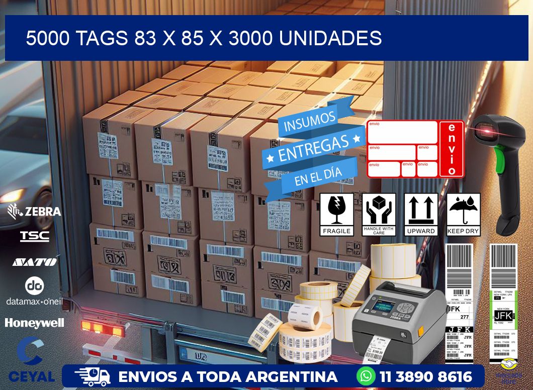 5000 TAGS 83 x 85 X 3000 UNIDADES