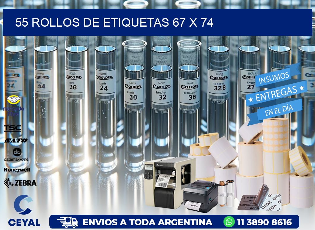 55 ROLLOS DE ETIQUETAS 67 x 74