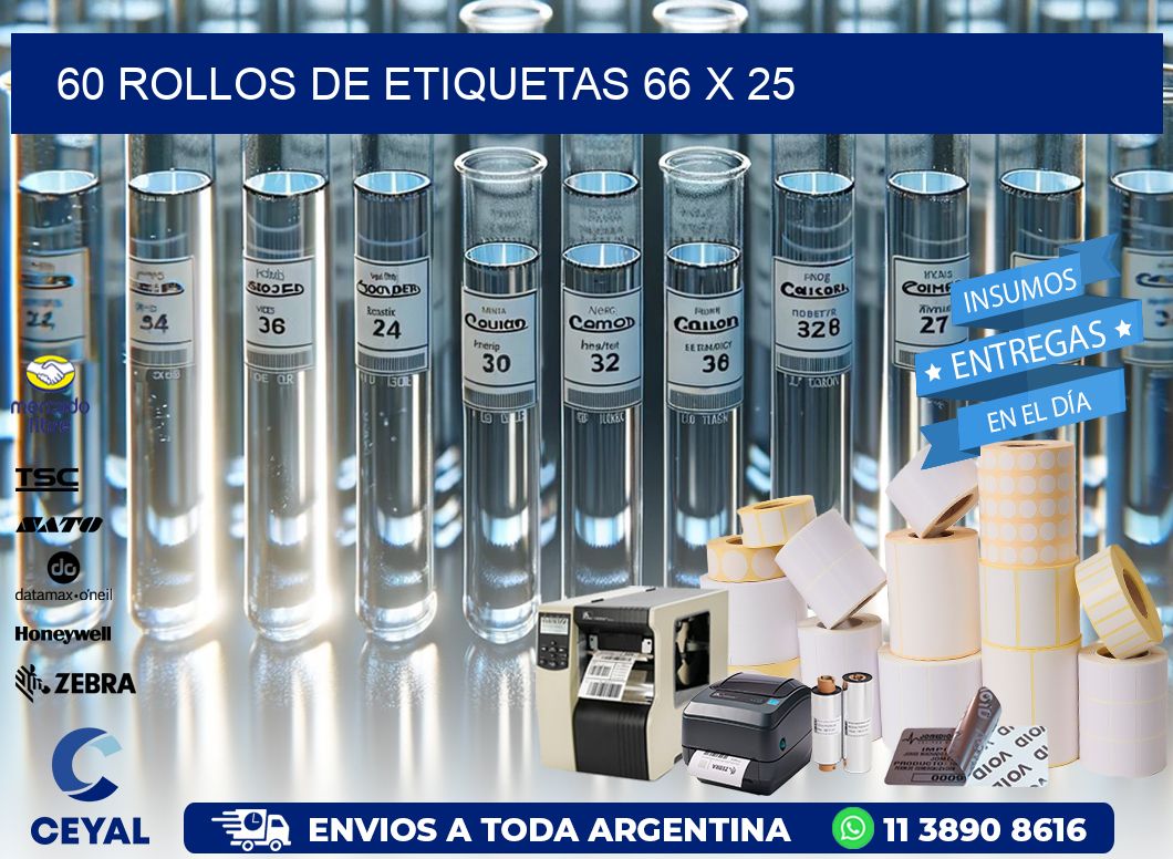 60 ROLLOS DE ETIQUETAS 66 x 25