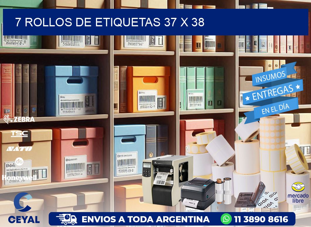 7 ROLLOS DE ETIQUETAS 37 x 38