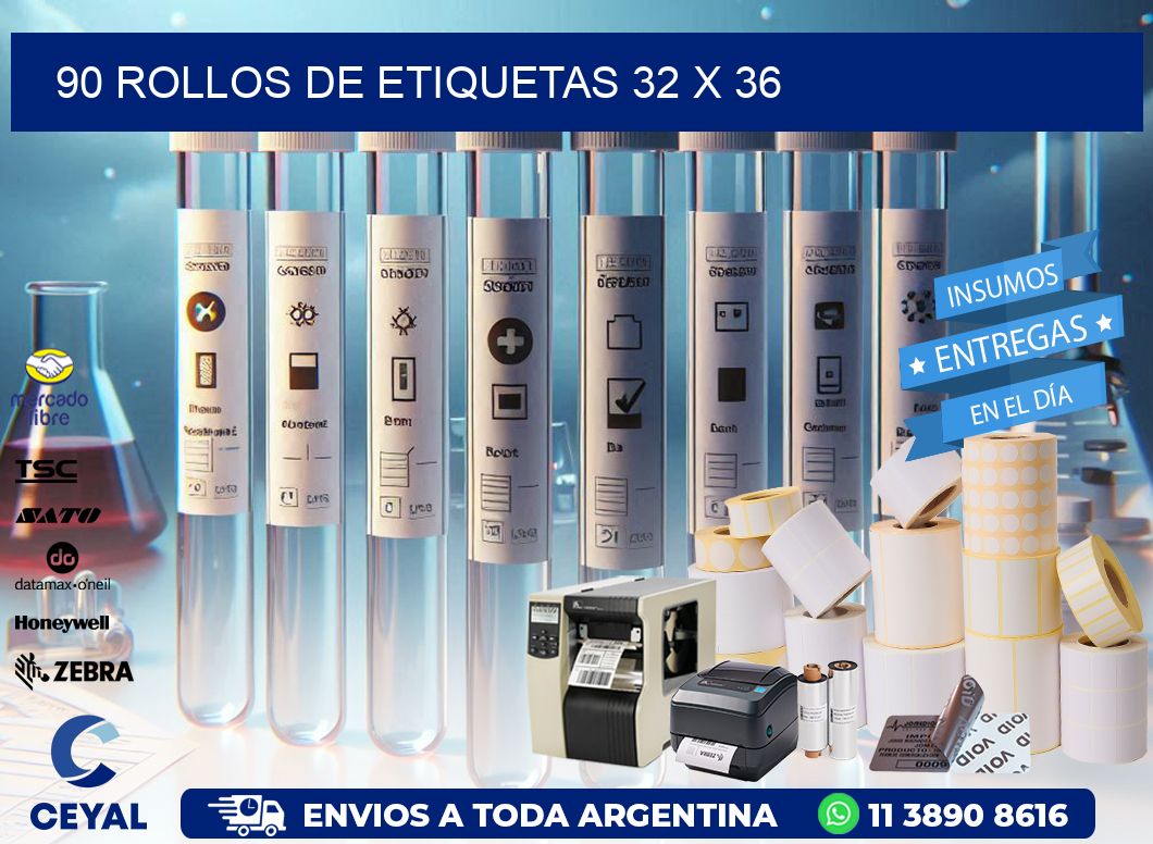 90 ROLLOS DE ETIQUETAS 32 x 36