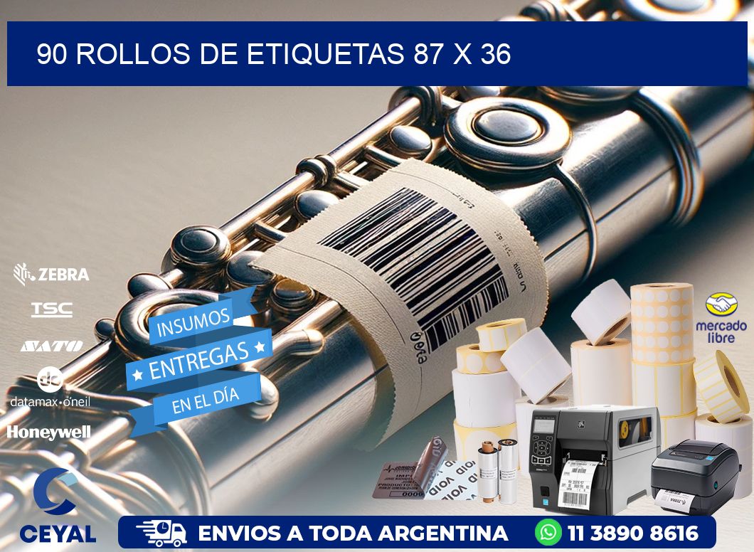 90 ROLLOS DE ETIQUETAS 87 x 36