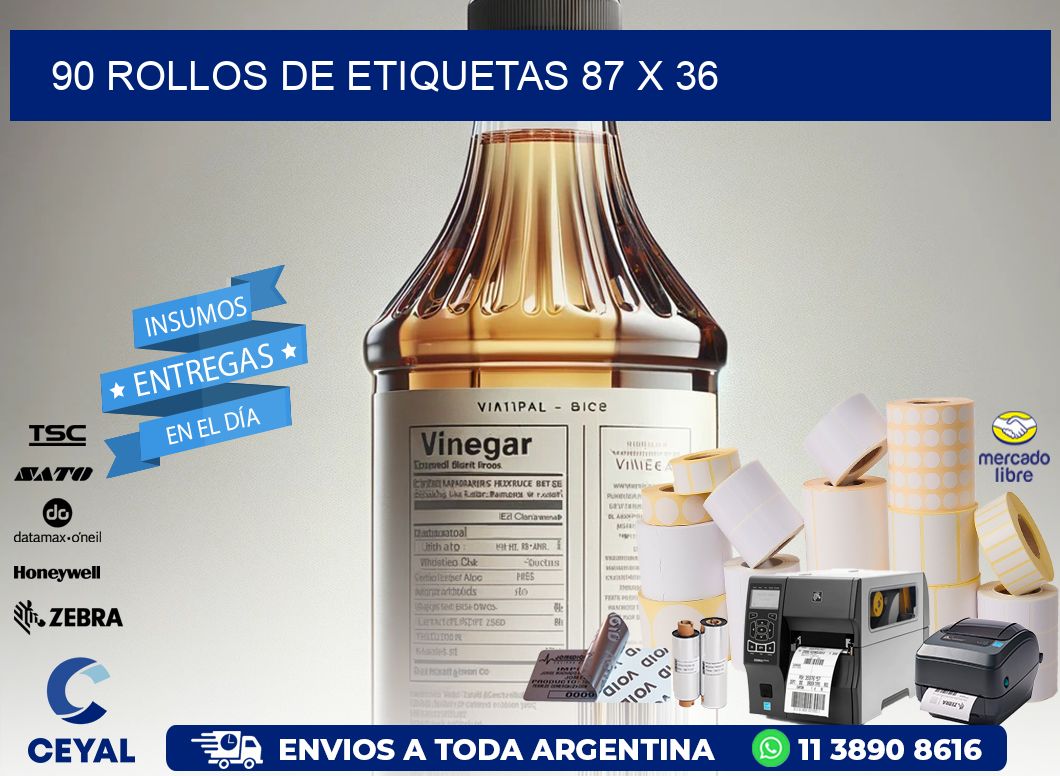 90 ROLLOS DE ETIQUETAS 87 x 36