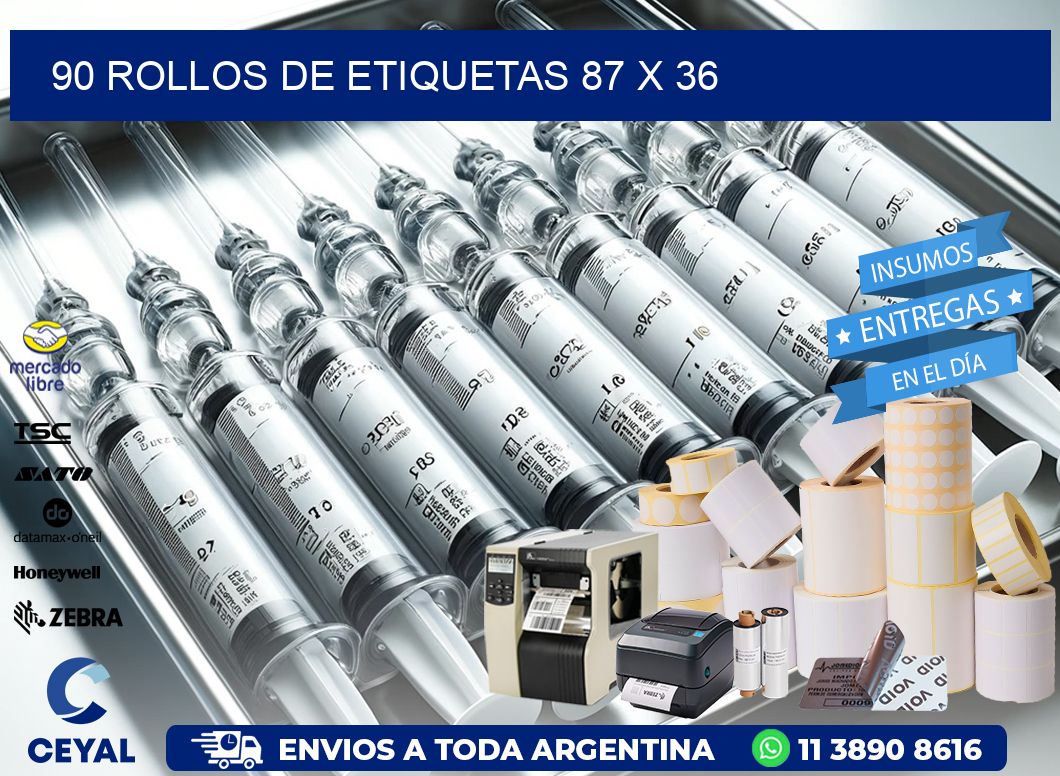 90 ROLLOS DE ETIQUETAS 87 x 36