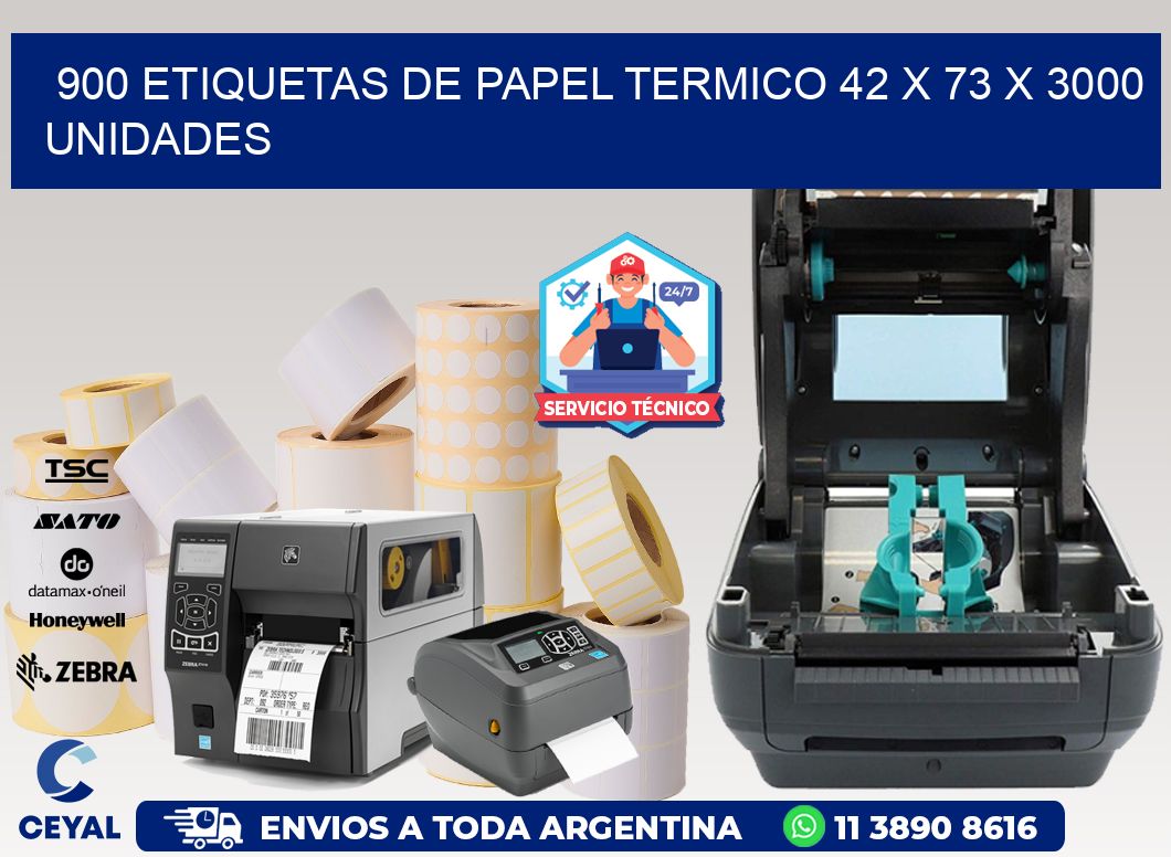 900 ETIQUETAS DE PAPEL TERMICO 42 x 73 X 3000 UNIDADES