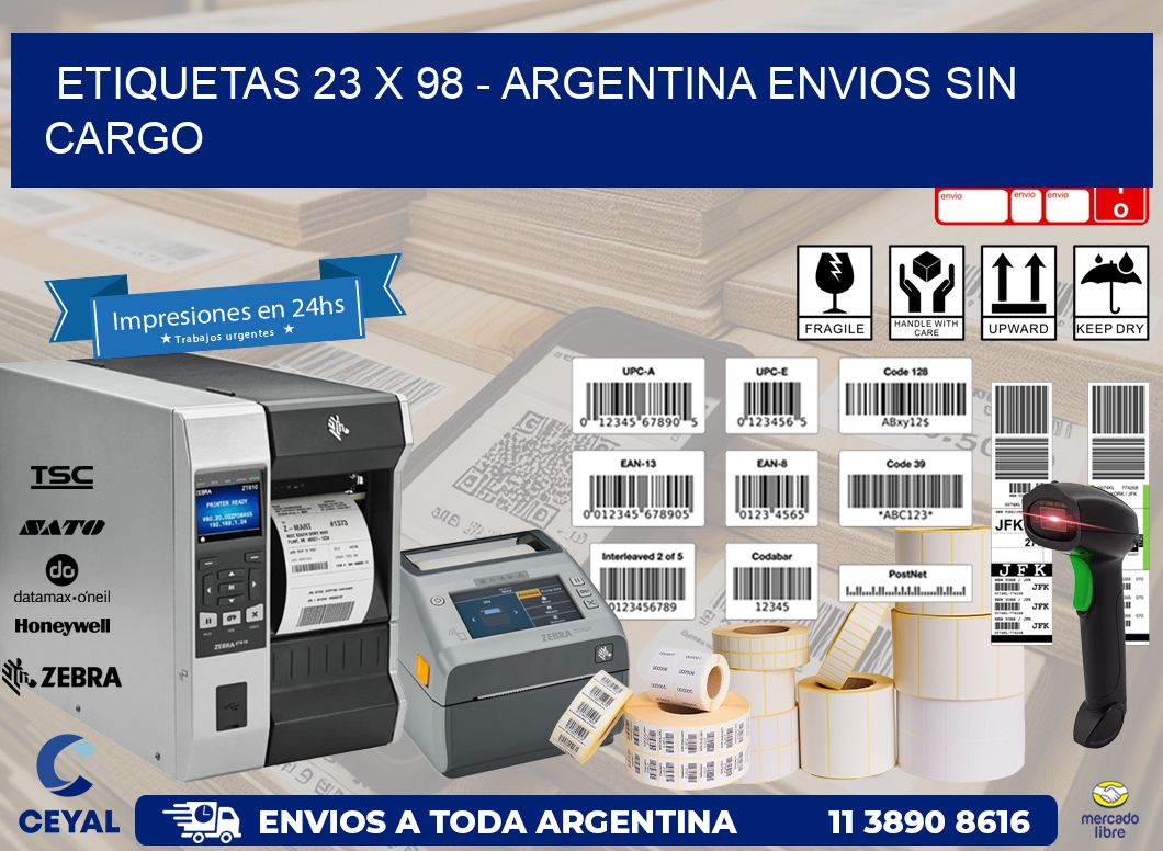 ETIQUETAS 23 x 98 - ARGENTINA ENVIOS SIN CARGO