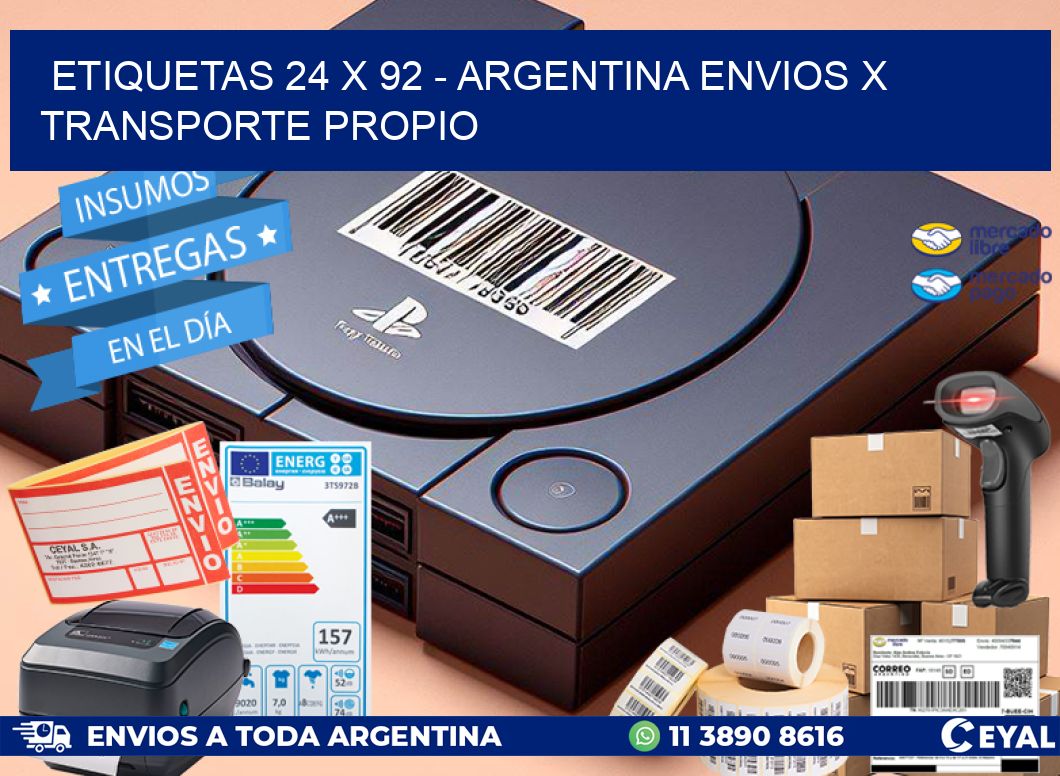 ETIQUETAS 24 x 92 - ARGENTINA ENVIOS X TRANSPORTE PROPIO