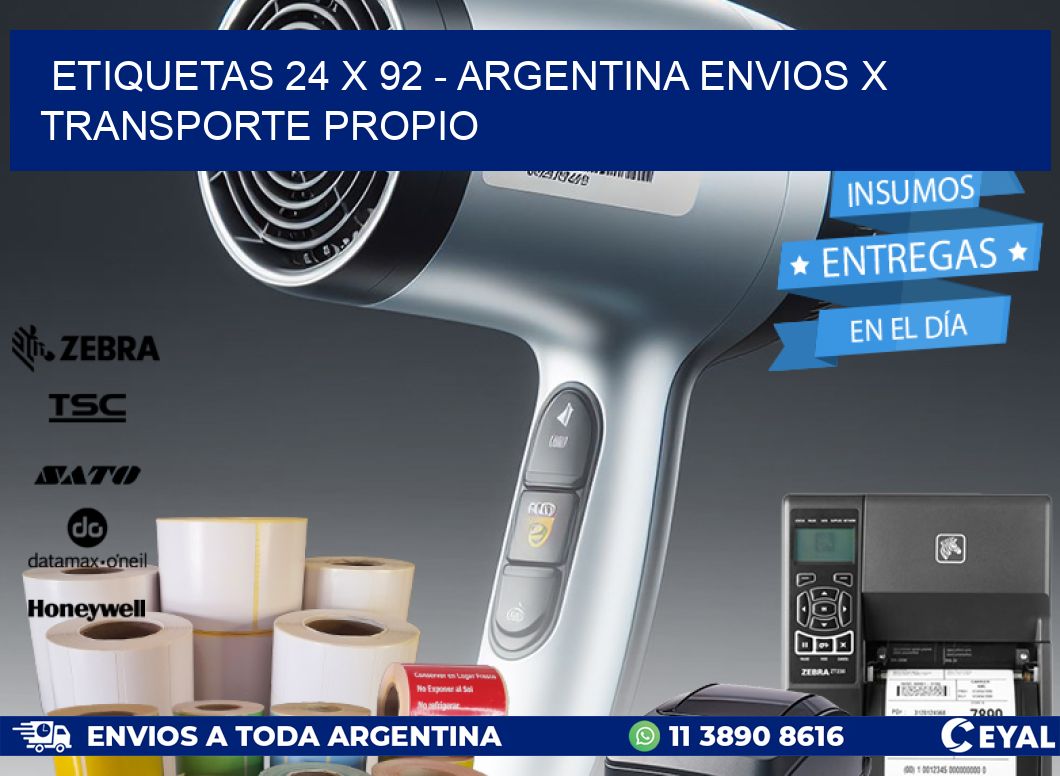 ETIQUETAS 24 x 92 - ARGENTINA ENVIOS X TRANSPORTE PROPIO