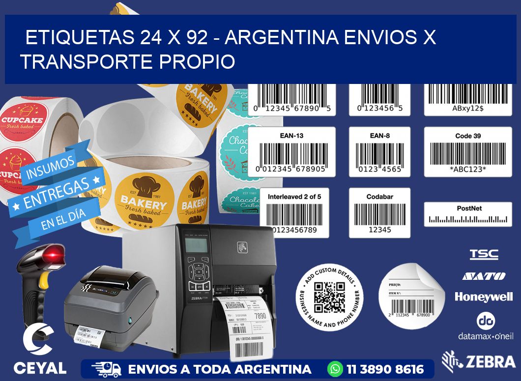 ETIQUETAS 24 x 92 - ARGENTINA ENVIOS X TRANSPORTE PROPIO