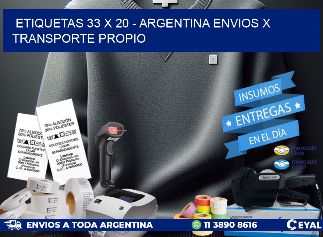 ETIQUETAS 33 x 20 – ARGENTINA ENVIOS X TRANSPORTE PROPIO