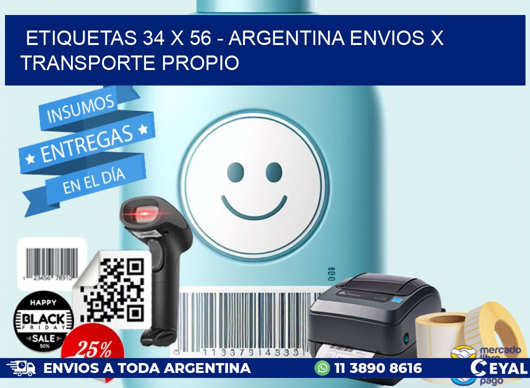 ETIQUETAS 34 x 56 - ARGENTINA ENVIOS X TRANSPORTE PROPIO