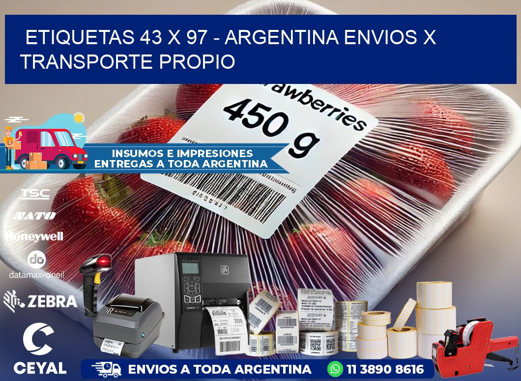 ETIQUETAS 43 x 97 - ARGENTINA ENVIOS X TRANSPORTE PROPIO