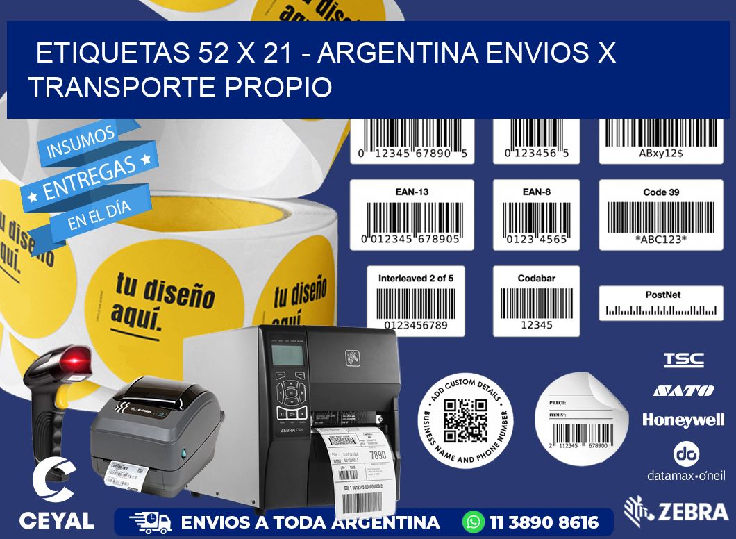 ETIQUETAS 52 x 21 - ARGENTINA ENVIOS X TRANSPORTE PROPIO