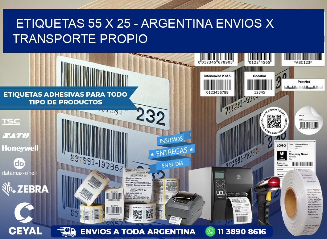 ETIQUETAS 55 x 25 - ARGENTINA ENVIOS X TRANSPORTE PROPIO