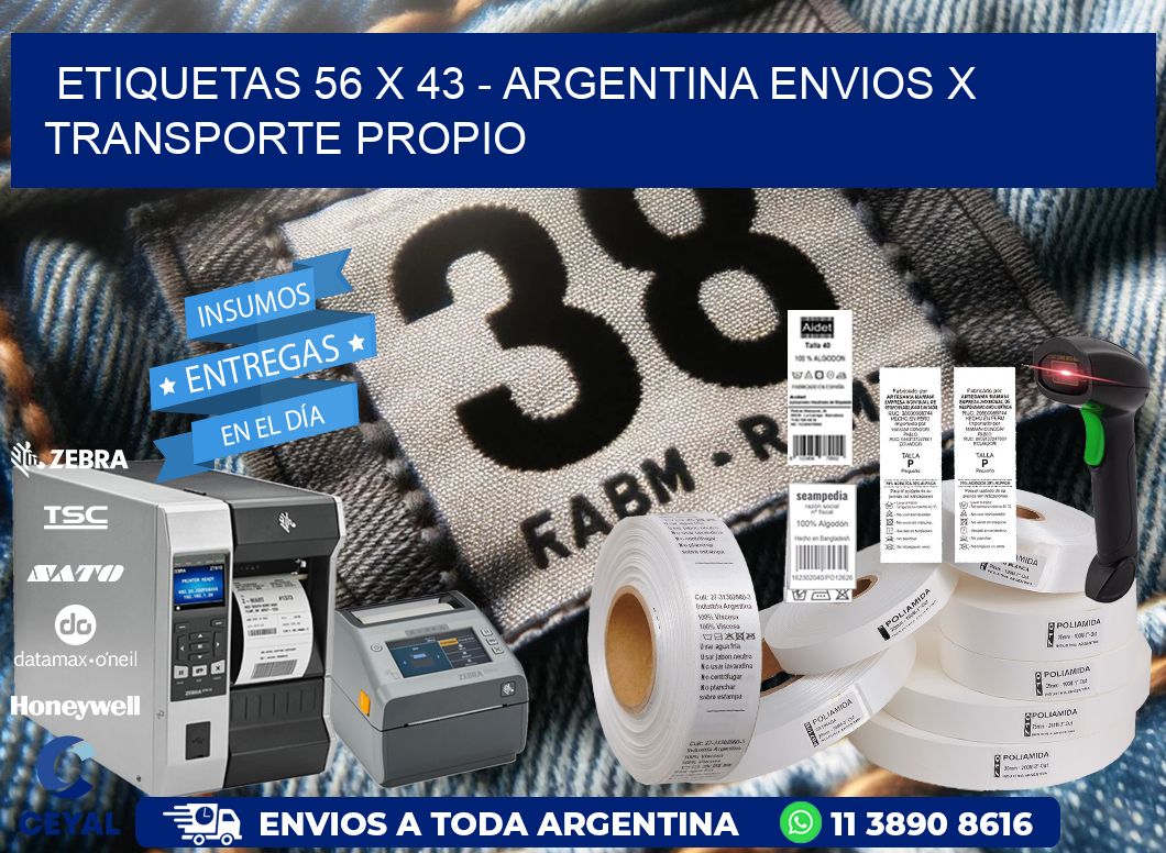 ETIQUETAS 56 x 43 - ARGENTINA ENVIOS X TRANSPORTE PROPIO