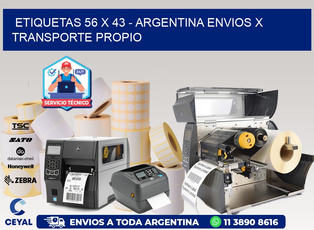 ETIQUETAS 56 x 43 - ARGENTINA ENVIOS X TRANSPORTE PROPIO