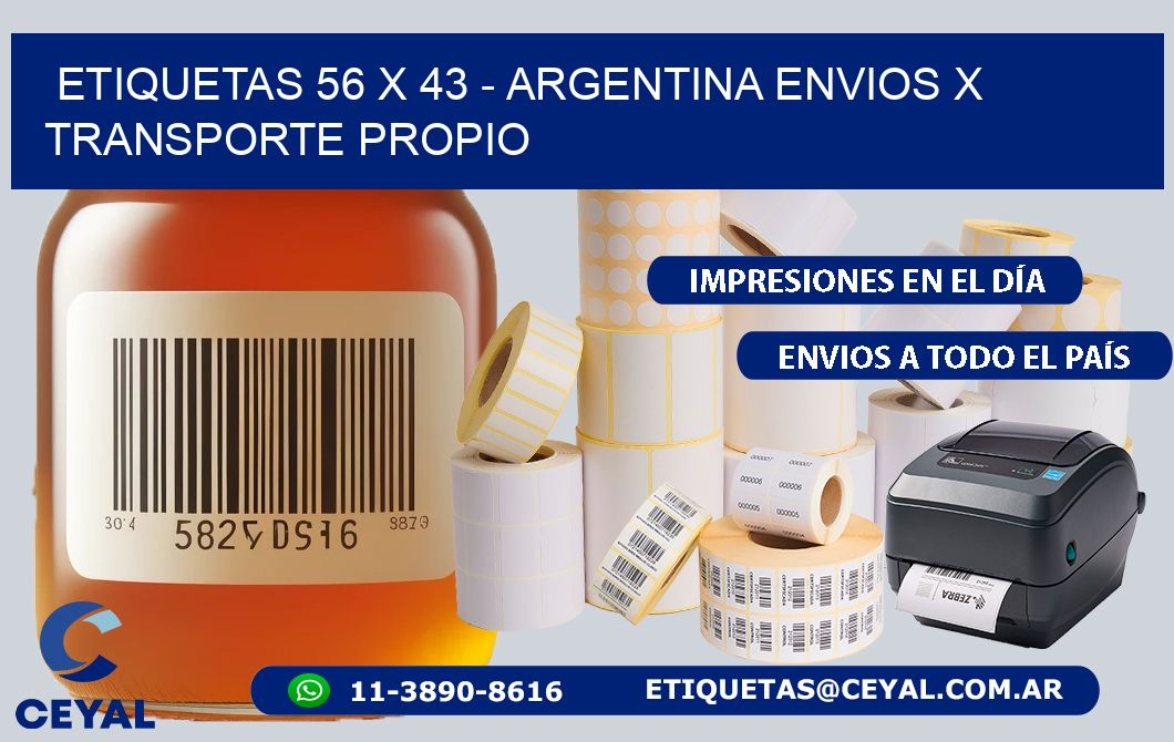 ETIQUETAS 56 x 43 - ARGENTINA ENVIOS X TRANSPORTE PROPIO