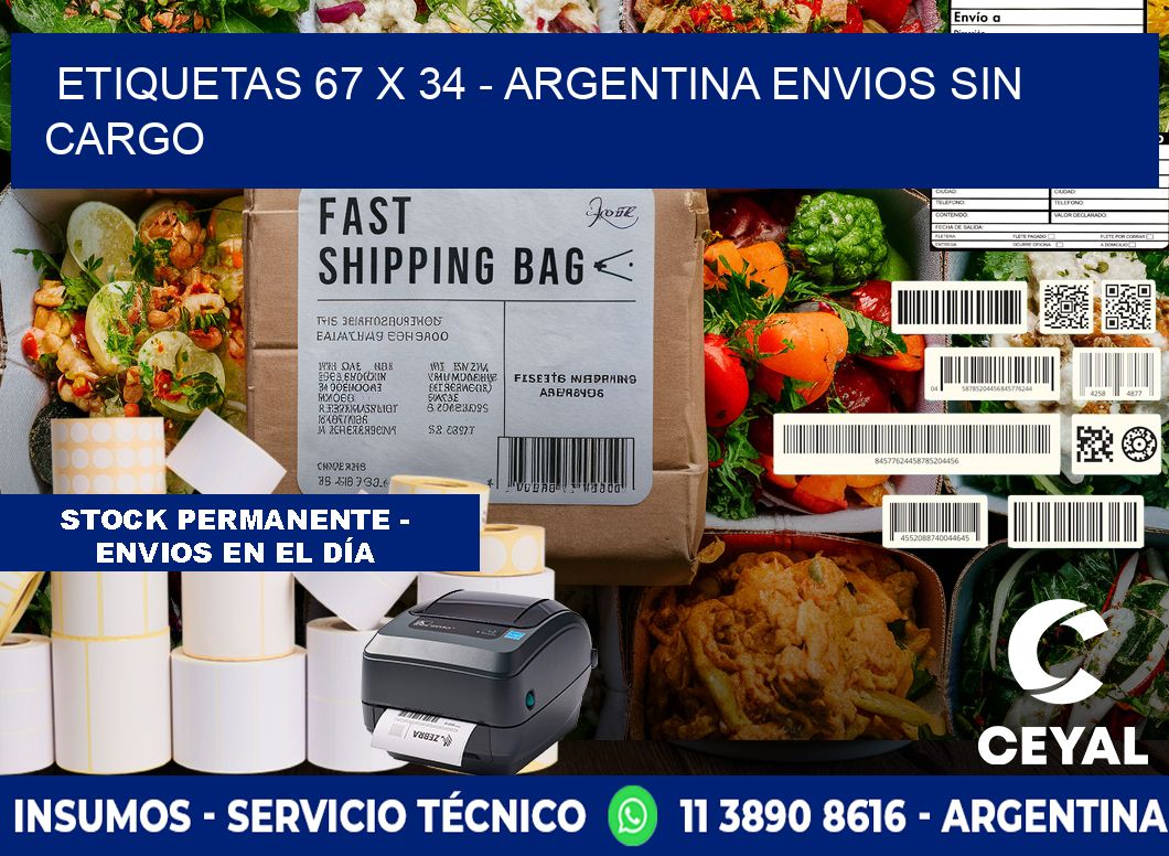 ETIQUETAS 67 x 34 - ARGENTINA ENVIOS SIN CARGO