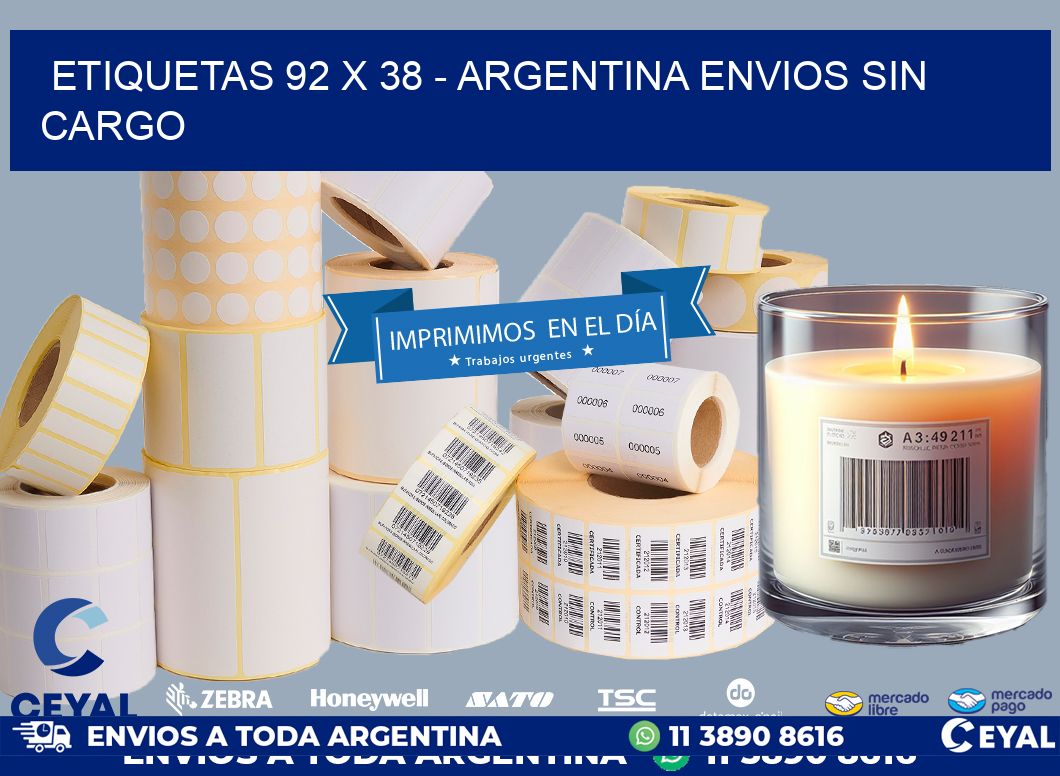 ETIQUETAS 92 x 38 - ARGENTINA ENVIOS SIN CARGO