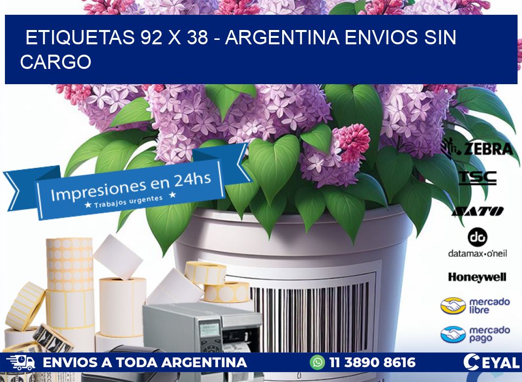 ETIQUETAS 92 x 38 - ARGENTINA ENVIOS SIN CARGO