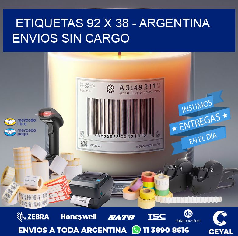 ETIQUETAS 92 x 38 - ARGENTINA ENVIOS SIN CARGO