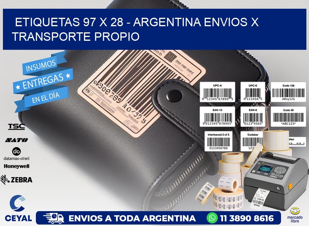 ETIQUETAS 97 x 28 - ARGENTINA ENVIOS X TRANSPORTE PROPIO