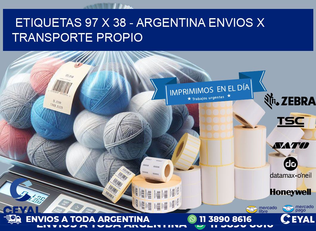 ETIQUETAS 97 x 38 - ARGENTINA ENVIOS X TRANSPORTE PROPIO