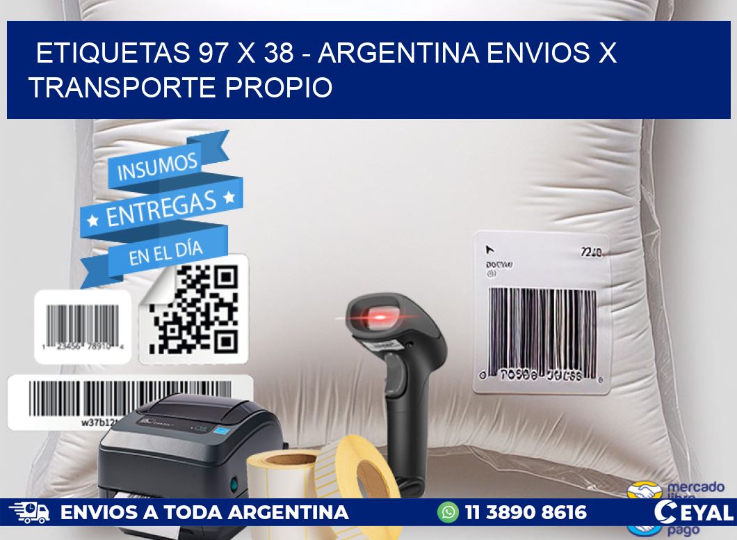 ETIQUETAS 97 x 38 - ARGENTINA ENVIOS X TRANSPORTE PROPIO