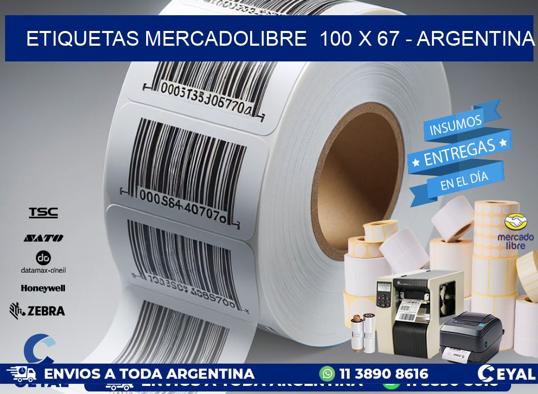 ETIQUETAS MERCADOLIBRE  100 x 67 - ARGENTINA