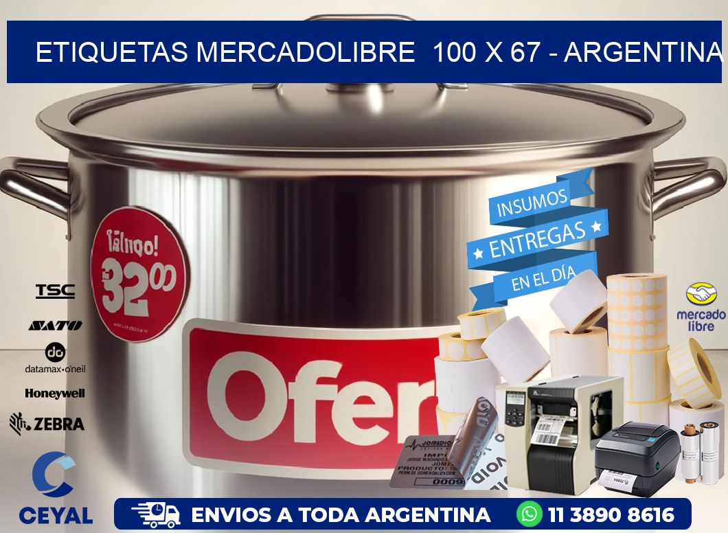 ETIQUETAS MERCADOLIBRE  100 x 67 - ARGENTINA