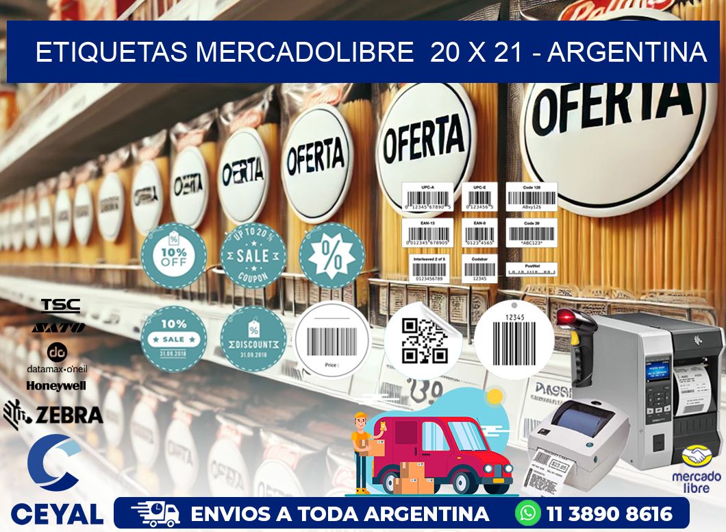 ETIQUETAS MERCADOLIBRE  20 x 21 - ARGENTINA