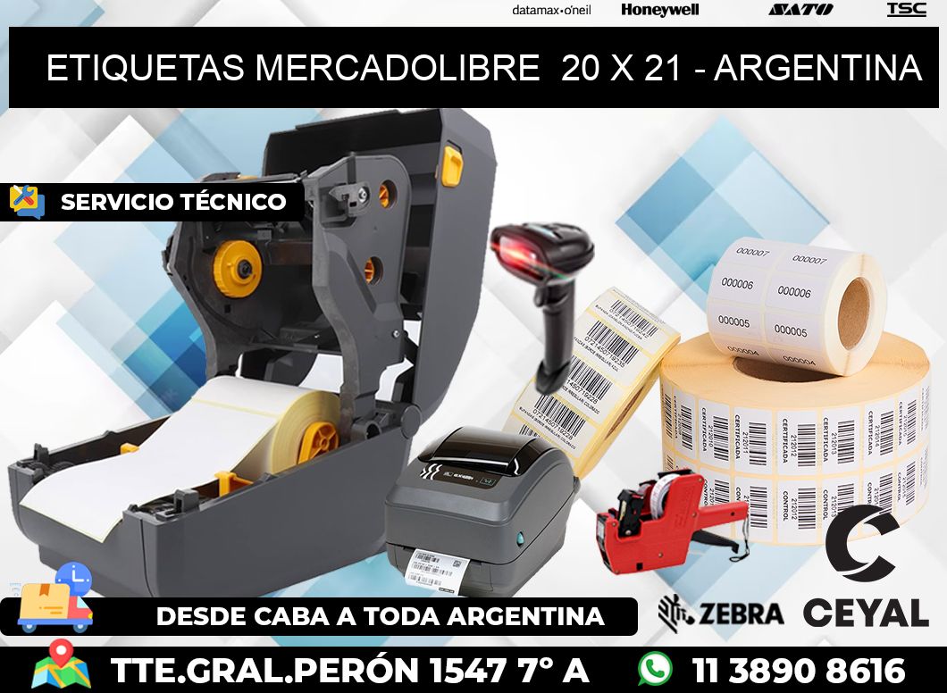 ETIQUETAS MERCADOLIBRE  20 x 21 - ARGENTINA