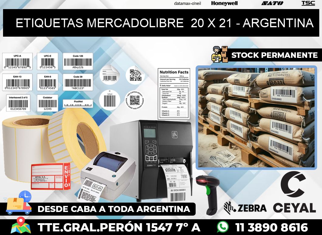 ETIQUETAS MERCADOLIBRE  20 x 21 – ARGENTINA