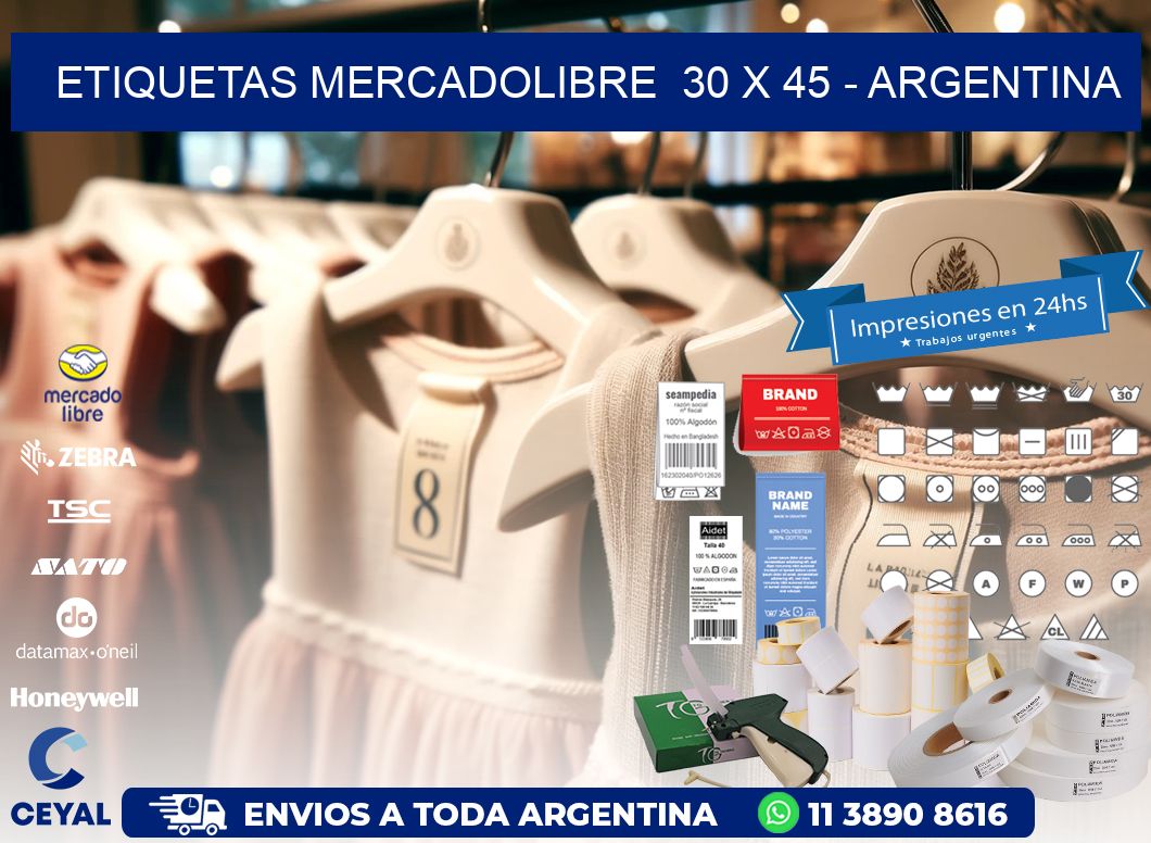 ETIQUETAS MERCADOLIBRE  30 x 45 - ARGENTINA