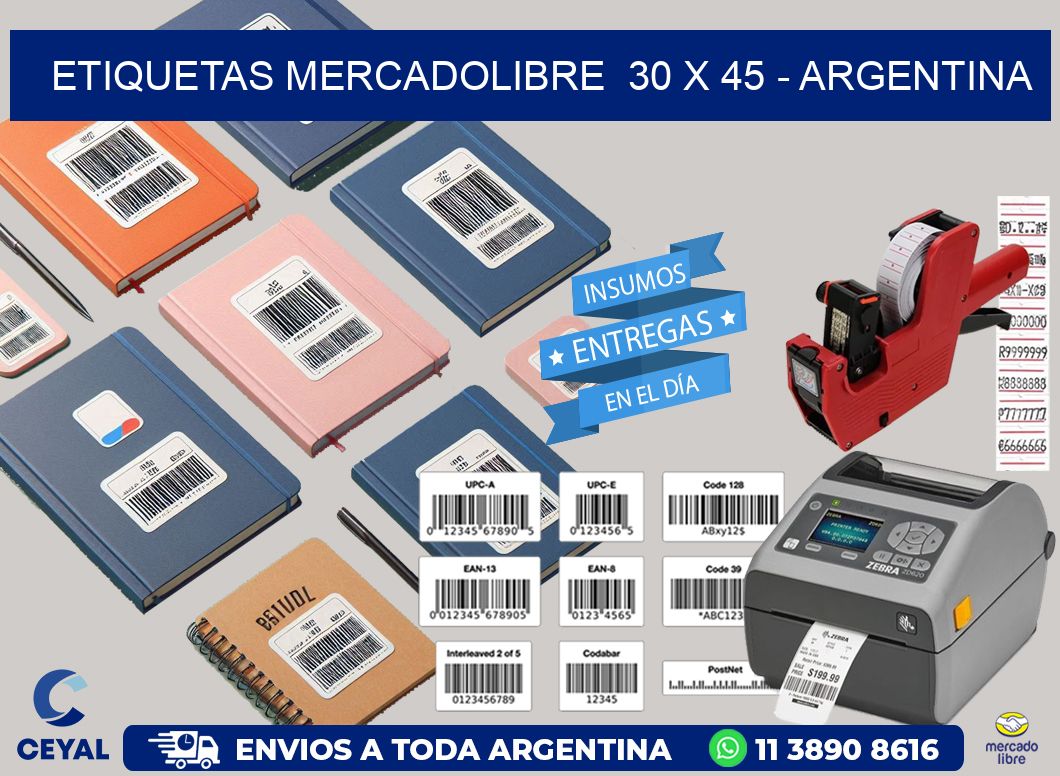 ETIQUETAS MERCADOLIBRE  30 x 45 - ARGENTINA