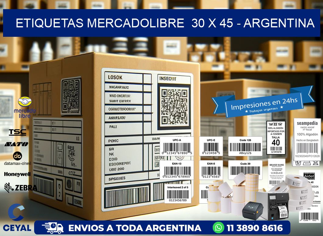 ETIQUETAS MERCADOLIBRE  30 x 45 – ARGENTINA