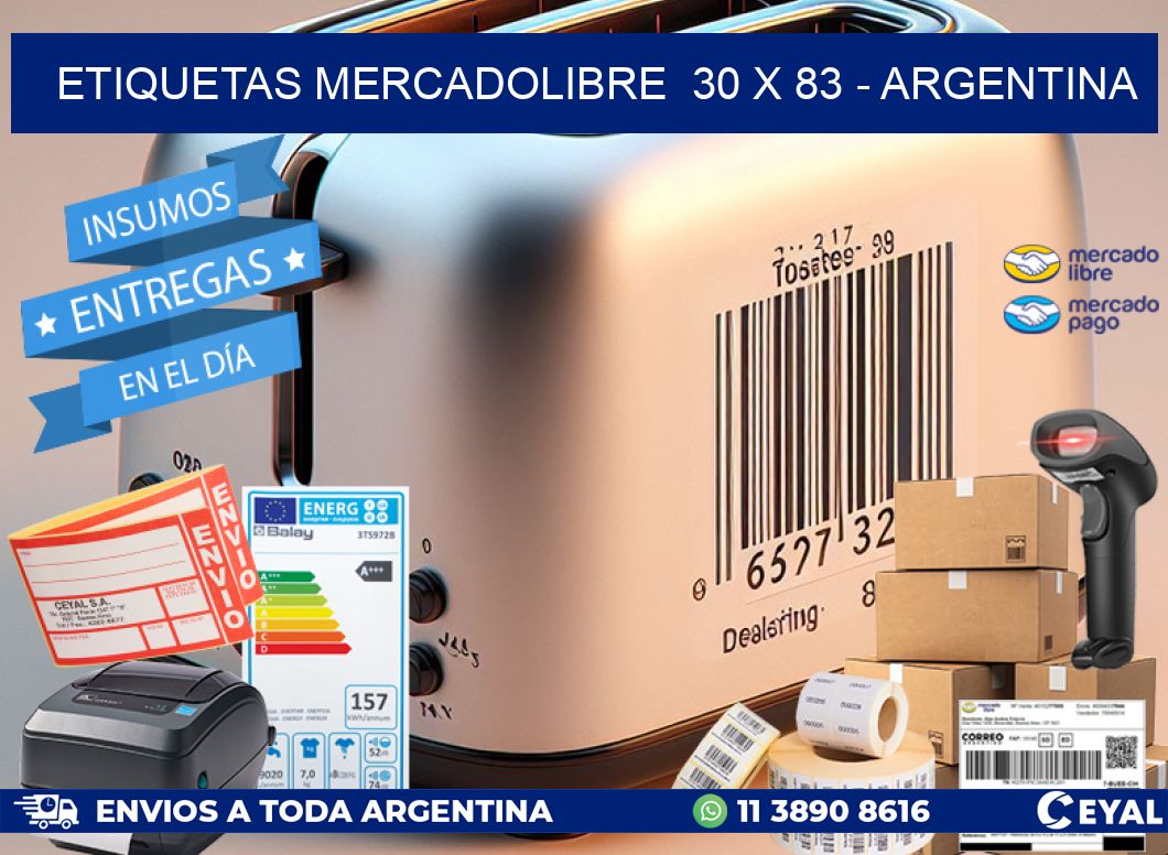 ETIQUETAS MERCADOLIBRE  30 x 83 - ARGENTINA