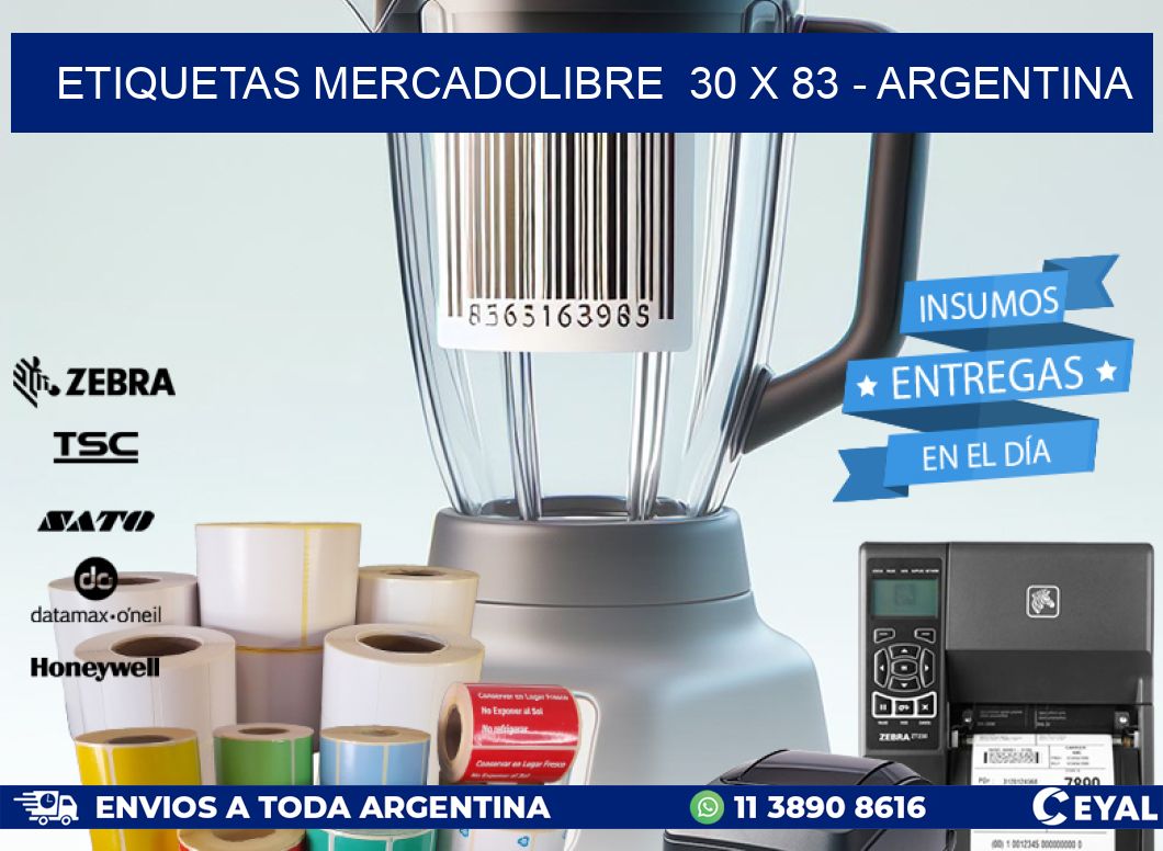 ETIQUETAS MERCADOLIBRE  30 x 83 - ARGENTINA