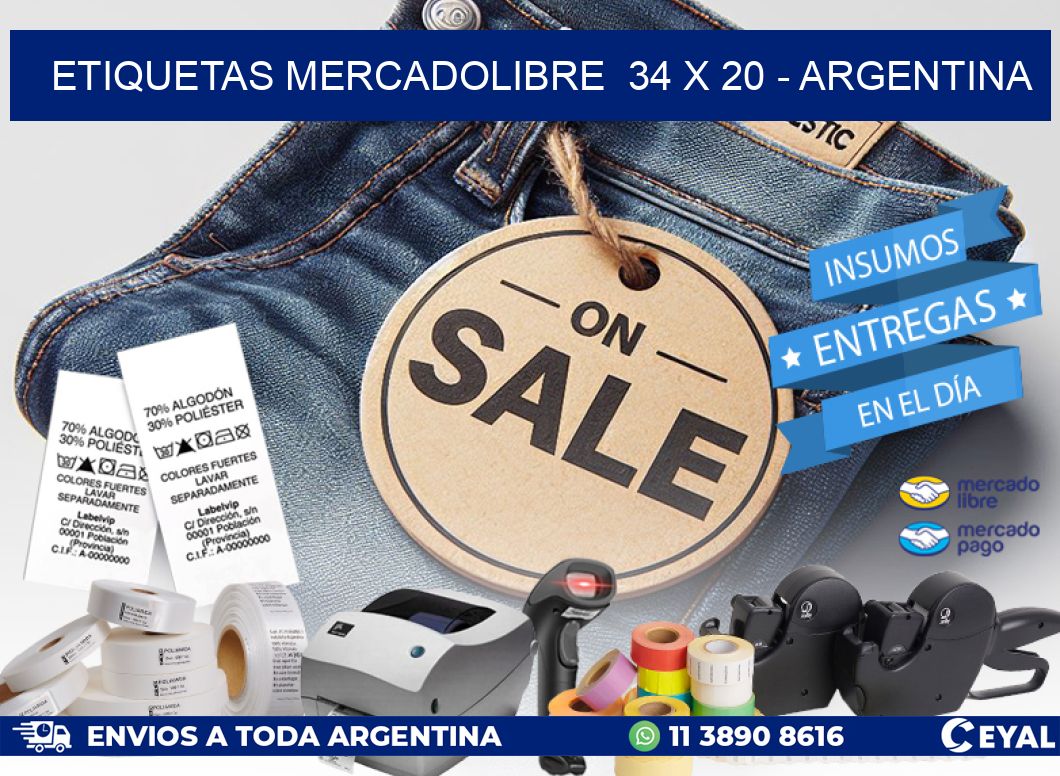 ETIQUETAS MERCADOLIBRE  34 x 20 - ARGENTINA