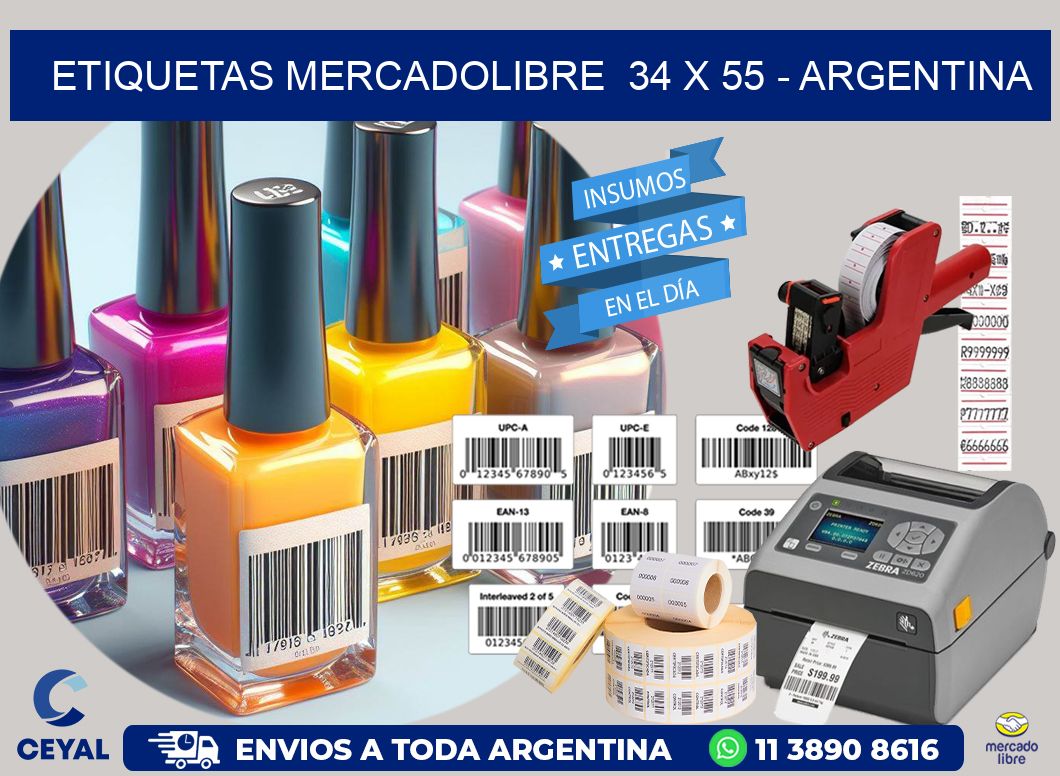 ETIQUETAS MERCADOLIBRE  34 x 55 - ARGENTINA