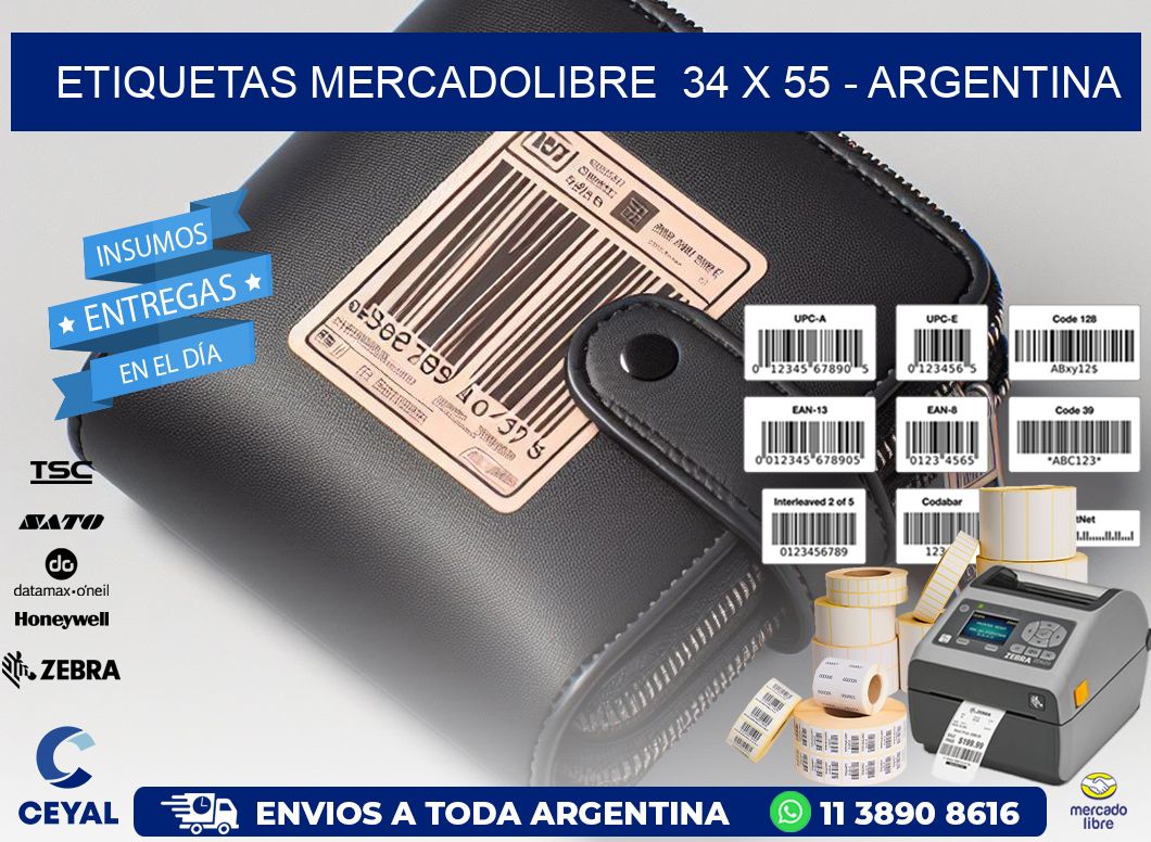 ETIQUETAS MERCADOLIBRE  34 x 55 - ARGENTINA