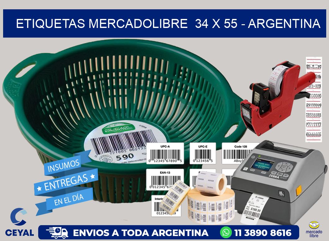 ETIQUETAS MERCADOLIBRE  34 x 55 – ARGENTINA