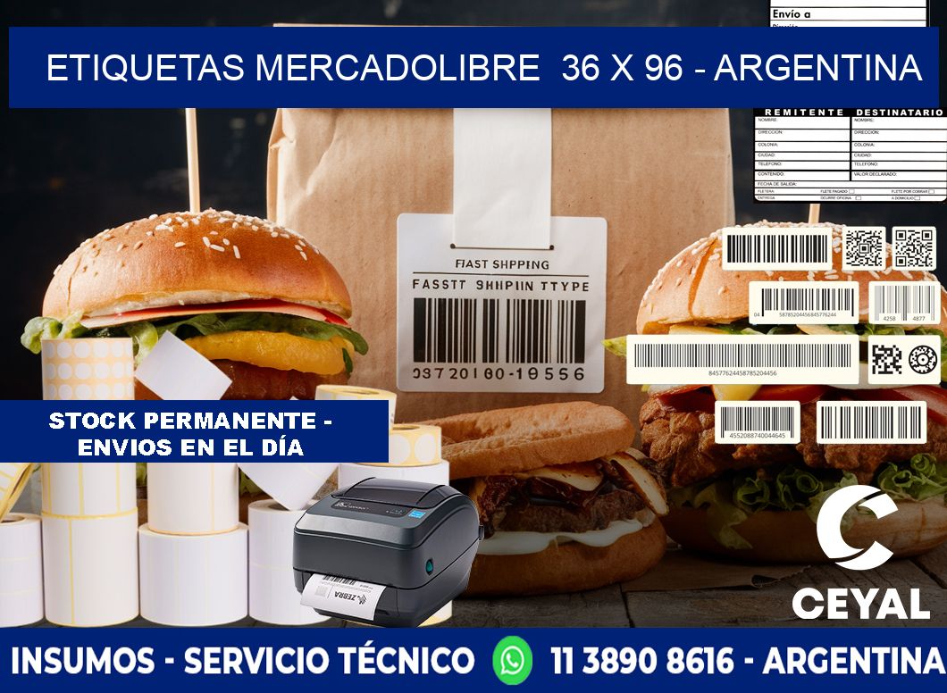 ETIQUETAS MERCADOLIBRE  36 x 96 - ARGENTINA