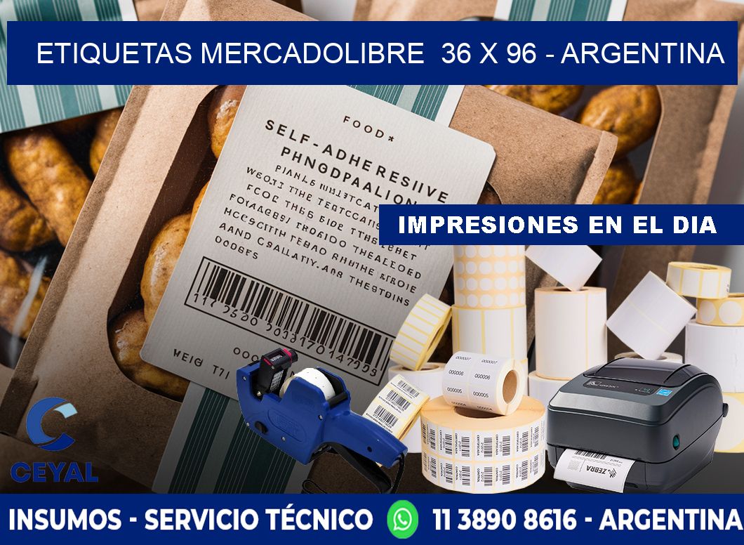 ETIQUETAS MERCADOLIBRE  36 x 96 - ARGENTINA