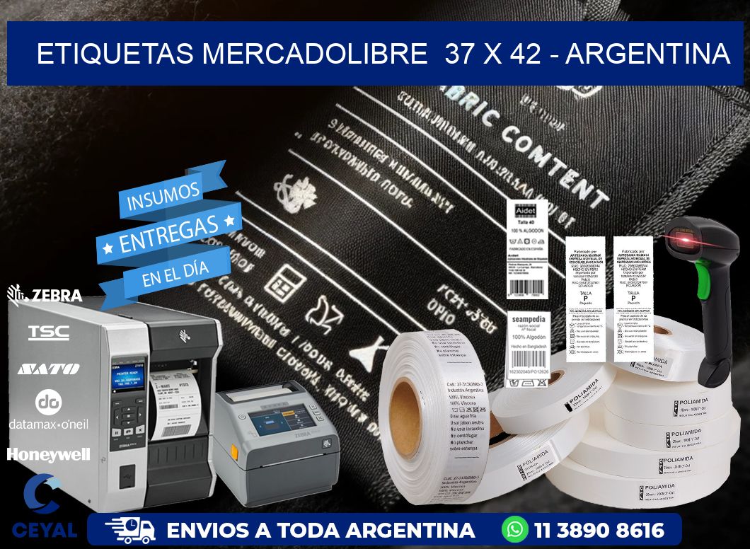 ETIQUETAS MERCADOLIBRE  37 x 42 - ARGENTINA