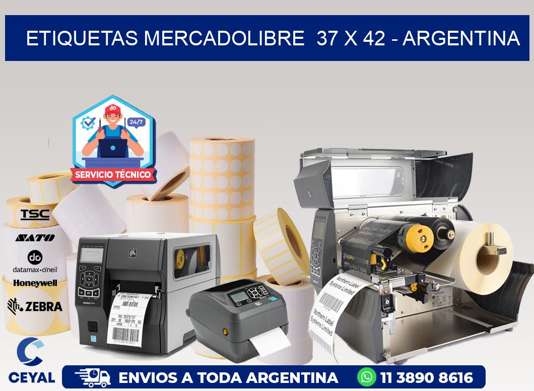 ETIQUETAS MERCADOLIBRE  37 x 42 - ARGENTINA