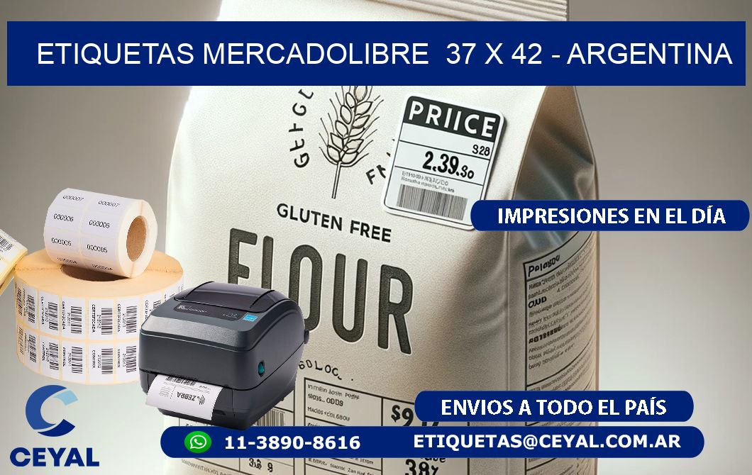 ETIQUETAS MERCADOLIBRE  37 x 42 - ARGENTINA