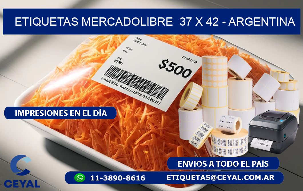 ETIQUETAS MERCADOLIBRE  37 x 42 - ARGENTINA