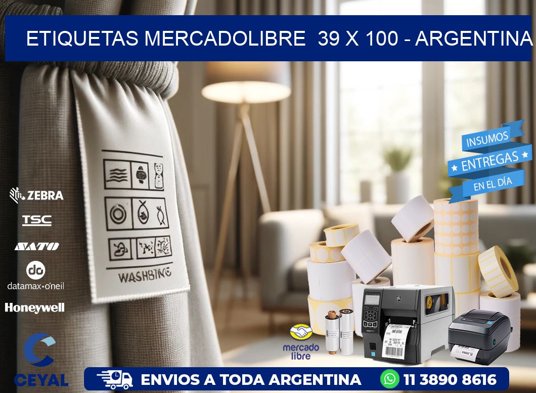 ETIQUETAS MERCADOLIBRE  39 x 100 - ARGENTINA